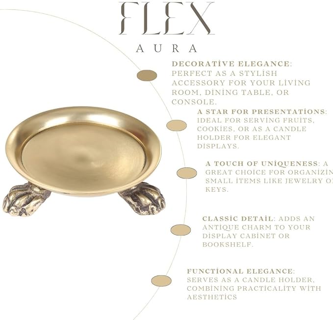 Plated Brass Clawfoot Dish - Candle Tray - Vintage Decor - Brass Candle Holder - Pedestal Tray - Candle Ring Trinket Dish