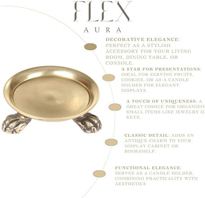 Plated Brass Clawfoot Dish - Candle Tray - Vintage Decor - Brass Candle Holder - Pedestal Tray - Candle Ring Trinket Dish