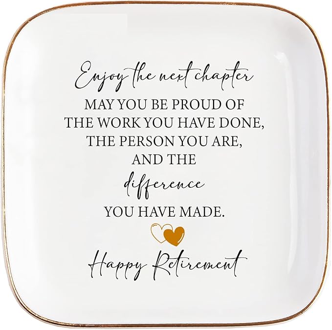 Retirement Gift for Woman Ceramic Jewelry Dish Tray - Farewell Going Away Goodbye Gifts for Coworkers Leaving - Retirement Gift Jewelry Dish for Women Friends Retired Teachers Nurses