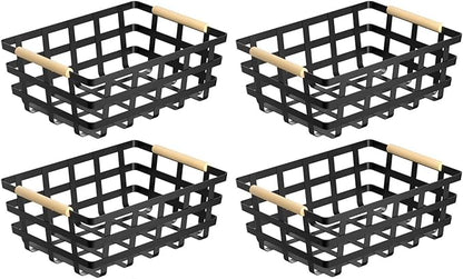 Large Wire Metal Baskets Storage Organizer Farmhouse Baskets Bin for Pantry Cabinets Rustic Kitchen Counter Closet,4 Pack