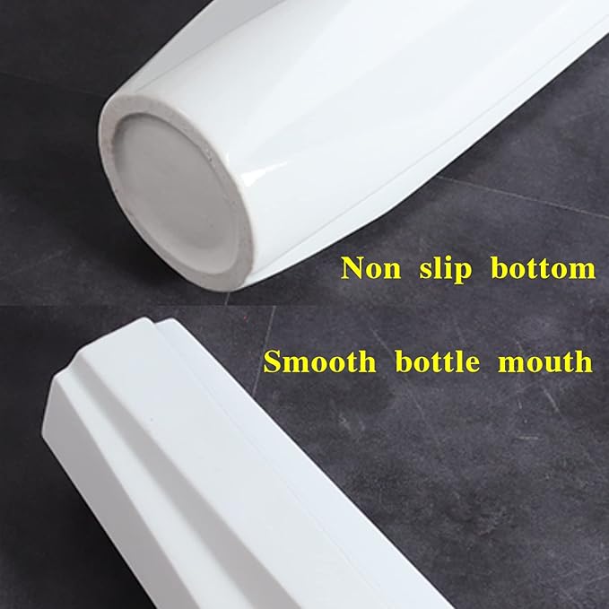 White Ceramic Floor Vase 28" – Origami Farmhouse Porcelain Tall Vase for Living Room & Office