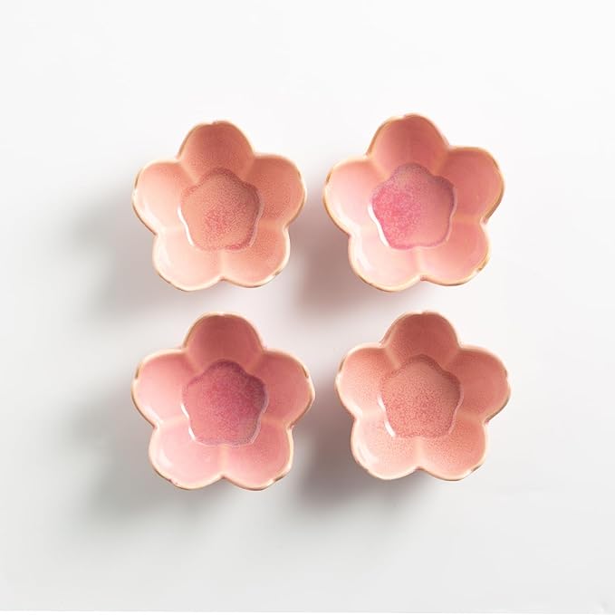 Flower Shaped Jewelry Organizer - Ceramic Ring Dish for Earrings Necklaces Bridal Gift for Women (pink)