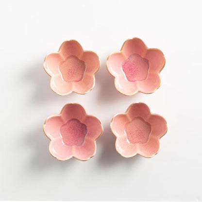 Flower Shaped Jewelry Organizer - Ceramic Ring Dish for Earrings Necklaces Bridal Gift for Women (pink)