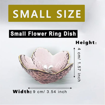 Small Ring Dish Jewelry Tray, Glass Jewelry Dish Trinket Bowl, Crystal Ring Holder Dish Jewelry Plate, Nightstand Decor Jewelry Holder Dish, Engagement Jewelry Bowl Dish for Rings, Earrings