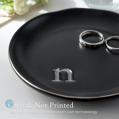 Lolalet Handmade Ceramic Ring Dish Jewelry Tray Plate with Initial, Small Monogram Gift for Her Women Girls Mother, Hostess, Engagement, Bridal Shower, Maid of Honor, Bridesmaid, Birthday, Christmas