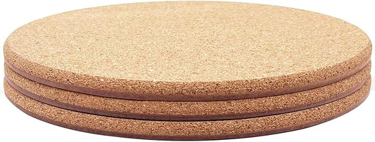 Cork Plant Coasters, Layers Hard Thick Planter Coaster, 10 Inch Absorbent Mats, Cork Trivets for Hot Dishes, Coasters for House Plants, 3 Pcs