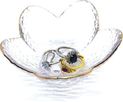 Small Ring Dish Jewelry Bowl, Glass Jewelry Dish Trinket Bowl, Crystal Ring Holder Dish Jewelry Plate, Nightstand Decor Jewelry Holder Dish, Engagement Gift Jewelry Tray Dish for Rings, Keys