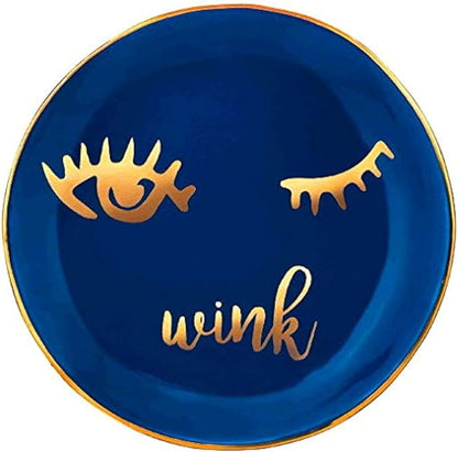 Stephanie Imports Wink Ceramic Trinket Plate and Decorative Jewelry Dish