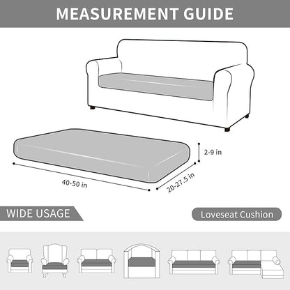 Easy-Going Waterproof Couch Cushion Covers for Couches and Sofas, Stretch Jacquard Sofa Seat Cover Replacement for Dogs, Pets & Kids, Durable Furniture Protector for Loveseat Cushions, Light Gray