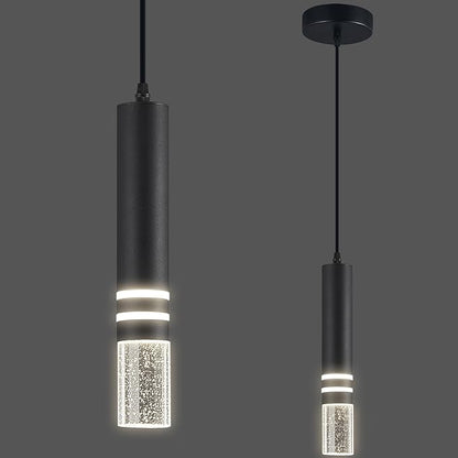 Pendant Lights Kitchen Island, Crystal Pendant Light Fixtures Mini 6W LED Modern Kitchen Pendant Lighting Over Sink and Living Room and Bedroom (Black 1-Pack)