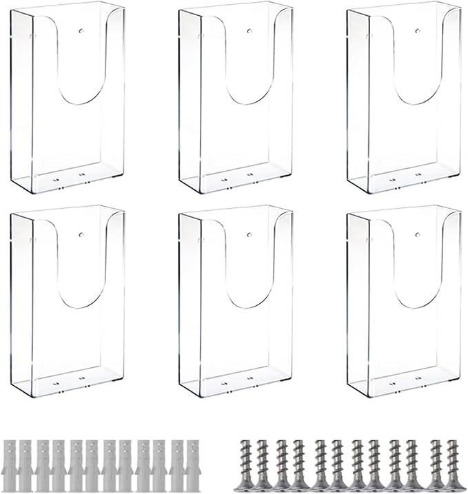 6 Packs Acrylic Brochure Holders 4x6 inches Wall Mount Pamphlet Holder Brochure Holder, Slide-in Interlocking Flyer Holder, for Magazine, Pamphlet, Booklets, Menu, Journals.
