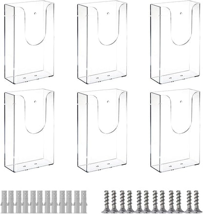 6 Packs Acrylic Brochure Holders 4x6 inches Wall Mount Pamphlet Holder Brochure Holder, Slide-in Interlocking Flyer Holder, for Magazine, Pamphlet, Booklets, Menu, Journals.
