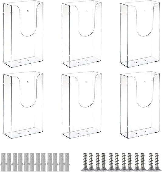 6 Packs Acrylic Brochure Holders 4x6 inches Wall Mount Pamphlet Holder Brochure Holder, Slide-in Interlocking Flyer Holder, for Magazine, Pamphlet, Booklets, Menu, Journals.
