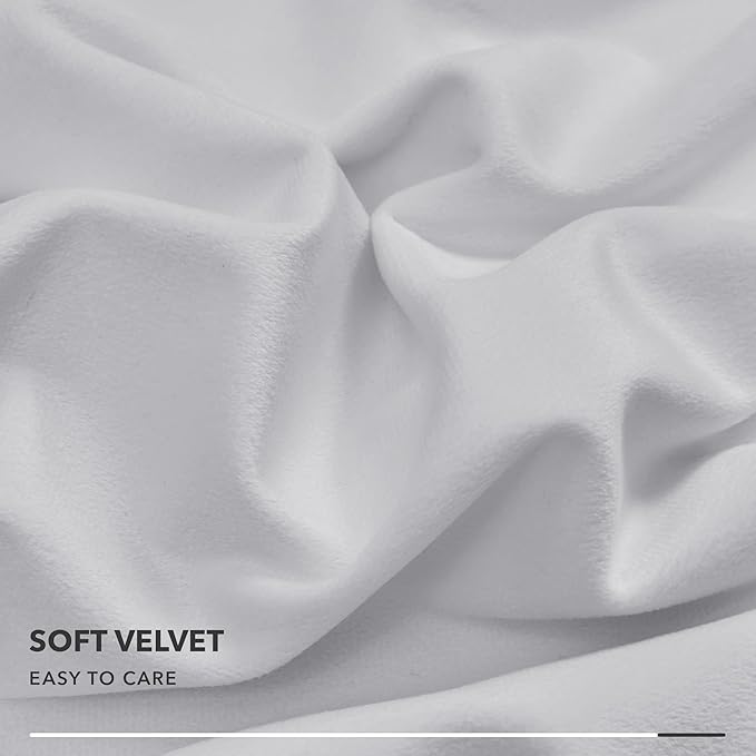 Deconovo Velvet Throw Pillow Covers, Set of 2, 22” x 22” Light Gray, Comfortable Square Pom-poms Soft Hidden Zipper Cover for Bedroom