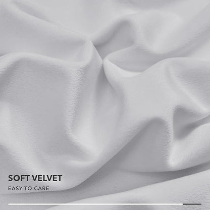 Deconovo Velvet Throw Pillow Covers, Set of 2, 22” x 22” Light Gray, Comfortable Square Pom-poms Soft Hidden Zipper Cover for Bedroom