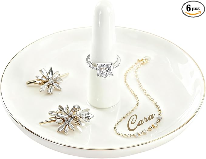 Personalized Mrs Ring Dish, Custom Ceramic Jewelry Dish, Holder Ring Holder for Friends,Birthday Mother's Day Christmas New Year Gift, Engrave Names, Dates or Special Messages
