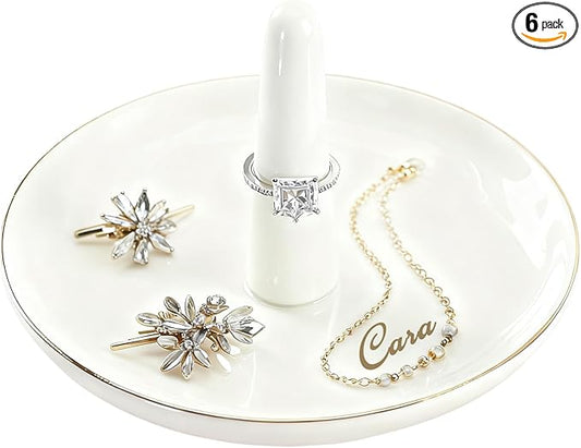 Personalized Mrs Ring Dish, Custom Ceramic Jewelry Dish, Holder Ring Holder for Friends,Birthday Mother's Day Christmas New Year Gift, Engrave Names, Dates or Special Messages