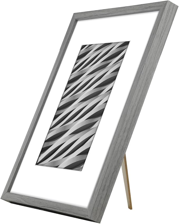 Americanflat 8x10 Picture Frame with Shatter-Resistant Glass - Use as 5x7 Frame with Mat or Display 8x10 Photo Without Mat - Streamline Collection - Picture Frames for Tabletop and Wall - Grey