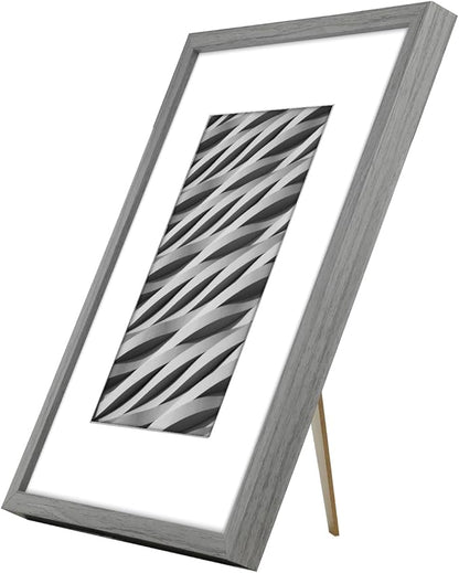 Americanflat 8x10 Picture Frame with Shatter-Resistant Glass - Use as 5x7 Frame with Mat or Display 8x10 Photo Without Mat - Streamline Collection - Picture Frames for Tabletop and Wall - Grey