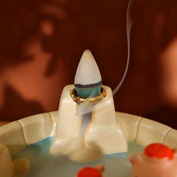 White Capybara Backflow Incense Holder - Adorable Unique Design with Waterfall Effect for Relaxation & Aromatherapy | Perfect for Energy Cleansing,Yoga,Meditation,Zen Spaces, and Altar Decor