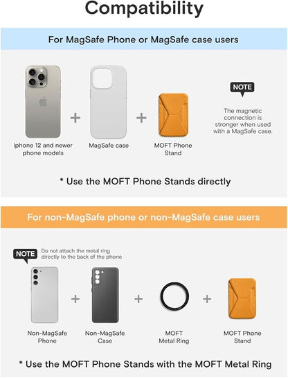 MOFT Magnetic Wallet Stand Compatible with iPhone 17/16/15/14/13/12 Series, Angle Adjustment & Magsafe Compatible MOVAS Phone Stand,Orange