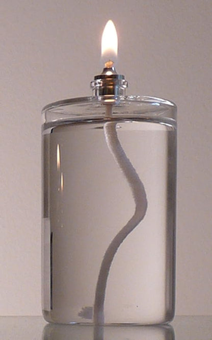 Firefly Fuels Refillable Glass Oil Candle - 5 oz Liquid Candle for Indoor Use, Outdoor Events, Emergency Lighting - Clean Burning with Wick and Holder Included. Use with Liquid Paraffin or Lamp Oil