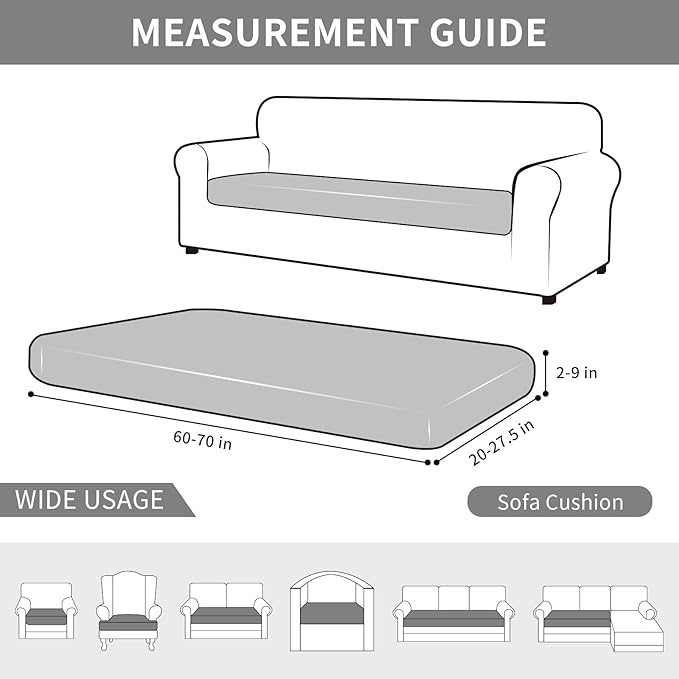Easy-Going Waterproof Couch Cushion Covers for Couches and Sofas, Stretch Jacquard Sofa Seat Cover Replacement for Dogs, Pets & Kids, Durable Furniture Protector for Sofa Cushions, Lake Blue
