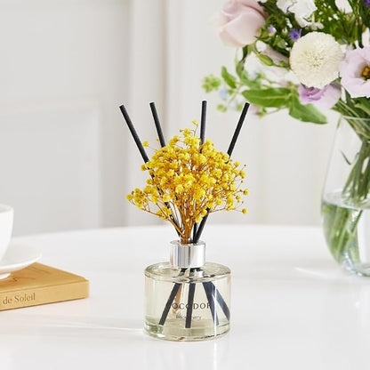 COCODOR Flower Reed Diffuser Set / 6.7oz / Ylang Ylang/Scent Diffuser with Sticks Home Fragrance Reed Diffuser for Bathroom Shelf Decor
