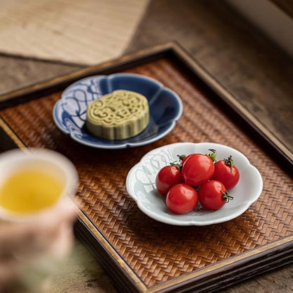 Cloud Ceramic Trinket Dish, 4.1 Inch Small Jewelry Tray with Auspicious Cloud Motifs (Symbolizing Good Fortune), Decorative Jewelry Holder for Vanity & Nightstand, Gift Packaging for Culture Lovers