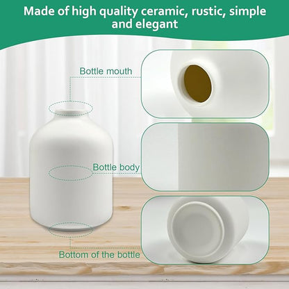 15pcs 3.8 Inch White Ceramic Bud Vases Bulk, Boho Small Vases in Bulk for Flowers, Mini Vases for Centerpieces for Dry Flowers, Pampas Garss for Home Wedding Party Table Decor