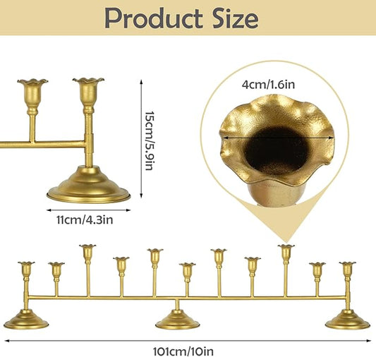 Scalloped Gold 12ct Taper Holder Candelabra Antique Finish Christmas Vintage Scalloped Taper Candle Holder Farmhouse Candle Holder Decor Wedding, Dinning, Party (Antique Brass)