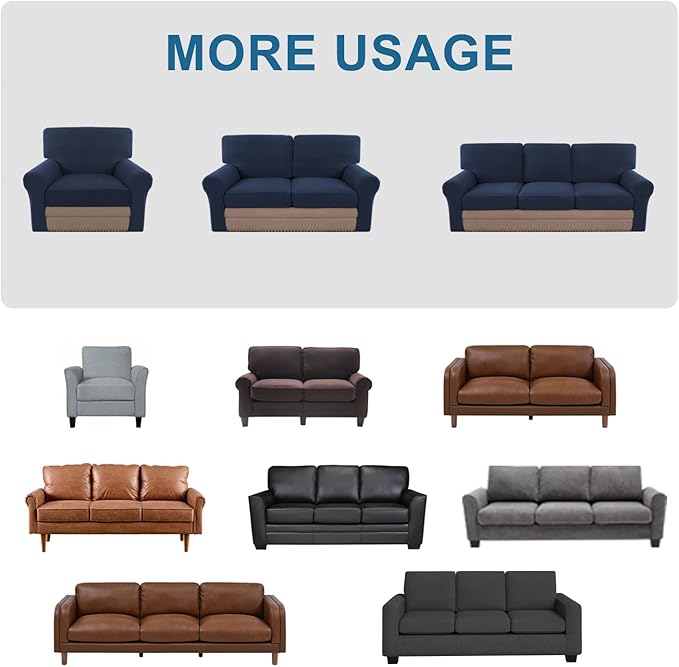 H.VERSAILTEX Multi-Pieces Chair Covers Stretch Couch Covers Form Fitted Seat and Back Cushions Covers (1 Seat Cover Plus 1 Back Cusion Cover, Bonus 2 Armrest Covers), Navy