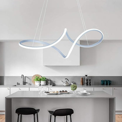 Contemporary Chandelie, LED Pendant Light with Irregular Rings, Not Dimmable 6000K Cool Light, Adjustable Pendant Light for Living Room, Dinning Room, Bed Room, Kitchen, Restaura
