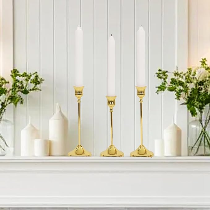 Candlestick Holders 45 PCS, Metal Taper Candle Holder, Brass Gold Candle Holders for Pillar Candles, Vintage Dining Table Centerpiece Decorations for Wedding Party Christmas Halloween Decor