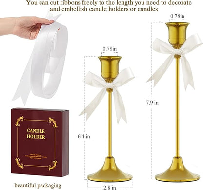 FSyueyun Gold Candle Holders Set of 2, Elegant Metal Candlestick Holders for Vintage Taper Candle Holders, Perfect for Table Centerpieces, Fireplace Mantels, Home Decor, Weddings and Party Decorations