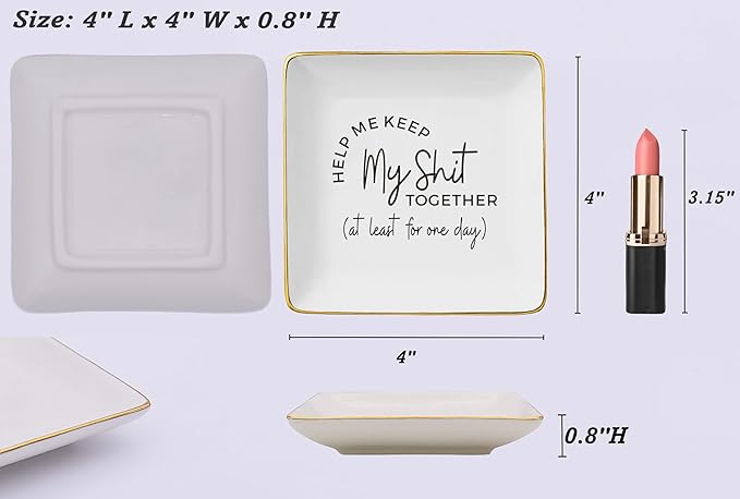 Maid of Honor Proposal Gift from Bride,Bridal Shower Gift for Bridesmaid-Hen Night Bachelorette Party Present for Woman Best Friend-Jewelry Tray Trinket Holder Ring Dish-Help Me Keep My Shit Together