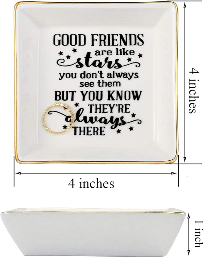 JoycuFF Friendship Gifts for Women Gifts for Women Birthday Christmas Friends Trinket Tray Decorative Ring Dish Jewelry Tray Home Decor