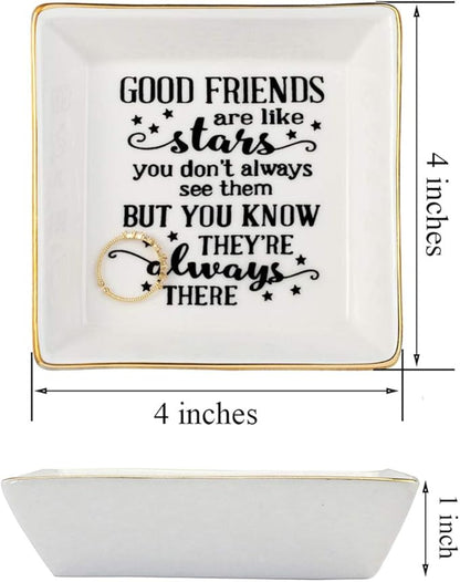 JoycuFF Friendship Gifts for Women Gifts for Women Birthday Christmas Friends Trinket Tray Decorative Ring Dish Jewelry Tray Home Decor