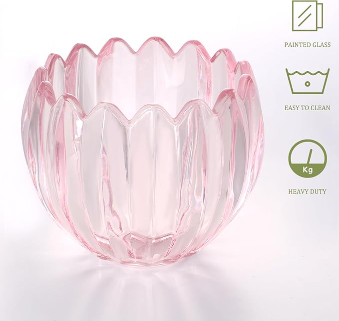 Tulip Lamp Shades Replacement, 5" Dia. * 4.25" H Pink Glass Sconce Shade Heavy and Thick for Wall Sconces Pendant Lights Ceiling Lights Chandelier, 1 Pack