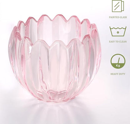 Tulip Lamp Shades Replacement, 5" Dia. * 4.25" H Pink Glass Sconce Shade Heavy and Thick for Wall Sconces Pendant Lights Ceiling Lights Chandelier, 1 Pack