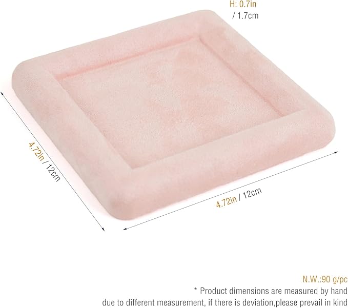 Black Velvet Jewelry Display Tray, Luxury Velvet Ring Holder Showcase for Necklaces Earrings, Jewelry Store Display and Ecommerce Photography Prop, 4.72x4.72 Inches (Pink)