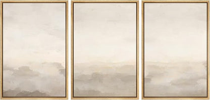 MUDECOR Framed Canvas Print Wall Art Abstract Prints Minimalist Modern Art Neutral Home Decor for Bedroom - 24"x36"x3 Natural