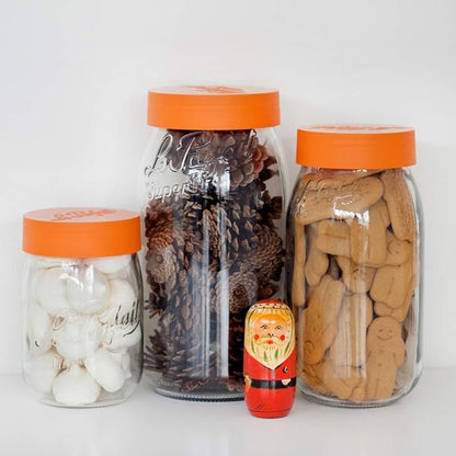 Le Parfait Screw Top Jars - Wide Mouth French Glass Preserving Jars - Zero Waste Packaging (4, 1000ml - 32oz - 1L Gold Lid)