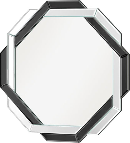 Bathroom Mirror Black-24”X24” Wall Mirrors Decorative, Beveled Edge Frameless Mirror for Wall Bathroom, Vanity Room, Bedroom, Living Room and Enterway