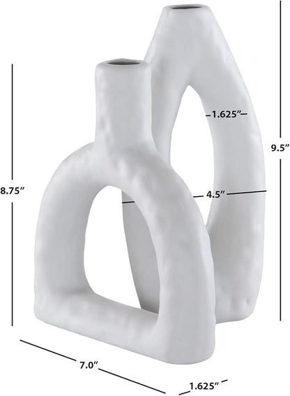 SAFAVIEH Home Collection Paolette Stone Grey Ceramic Decorative Vase Set of 2