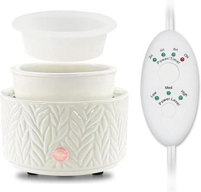 Wax Melt Warmer with Timer-3-in-1 Wax Melter Burner with Silicone Liner, Fragrance Warmer for Scented Candles, Wax Tarts, Essential Oils to Freshen Home Office, Auto Shut Off & Temperature Adjustment