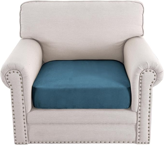 H.VERSAILTEX Suede Chair Slipcovers Stretch Sofa Covers Thick Soft Slipcovers for Couches and Sofas Couch Covers for Dogs(1 Piece Chair Cover, Stone Blue)