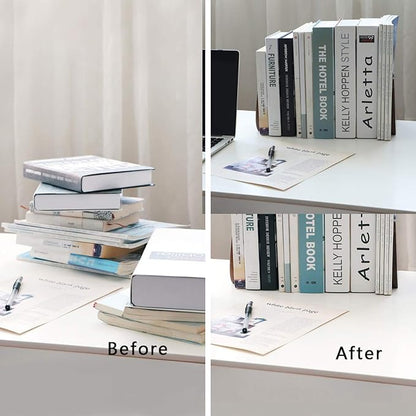 Muso Wood Book Ends for Shelves, Non-Skid Bookends for Heavy Books, Wooden Book Stopper for Home Office and Library (Walnut 2 Pairs)
