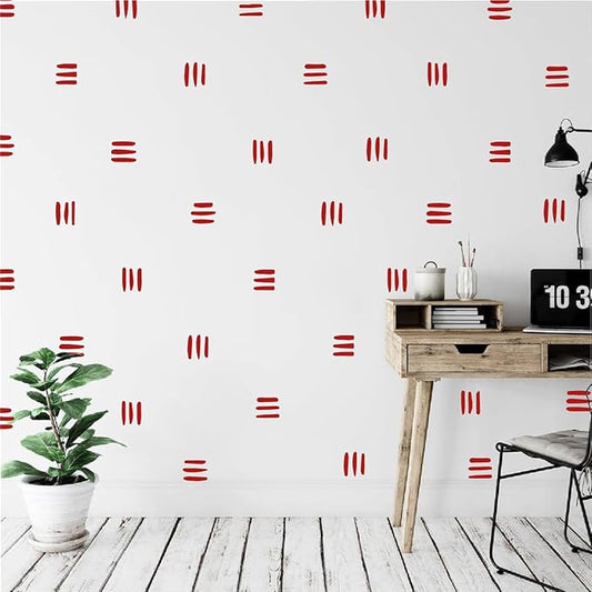 120pcs Modern Line Wall Stickers Boho Nursery Kids Living Room Scandinavian Home Décor Self-Adhesive Murals Vinyo DIY Gift YT5037 (Red)