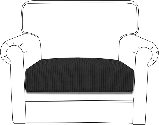 Easy-Going Stretch Cushion Cover Sofa Cushion Furniture Protector Sofa Seat Sofa slipcover Sofa Cover Soft Flexibility with Elastic Bottom(Chair Cushion,Black)